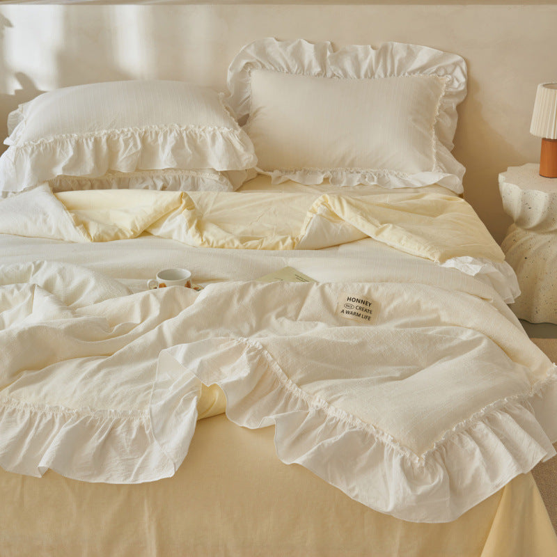Summer Princess-Style Puff Tulle Summer Cooling Quilt Four-Piece Set