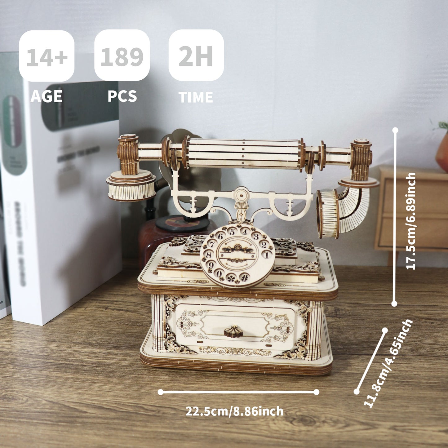 Sales Are Prohibited On The TEMU And SHEIN - Creative Retro Telephone 3D Wooden Puzzle For Adults Tabletop Model Kits Decoration And Gift For Christmas Birthday