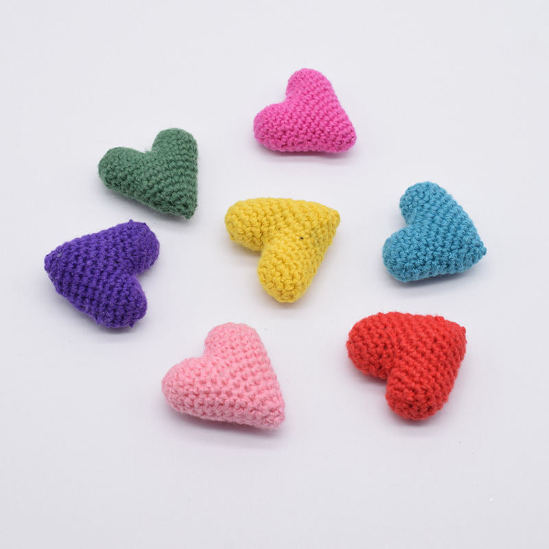 Love Semi-finished Products Accessories Hand-crocheted Wool Cotton Filled Knitted Peach Heart