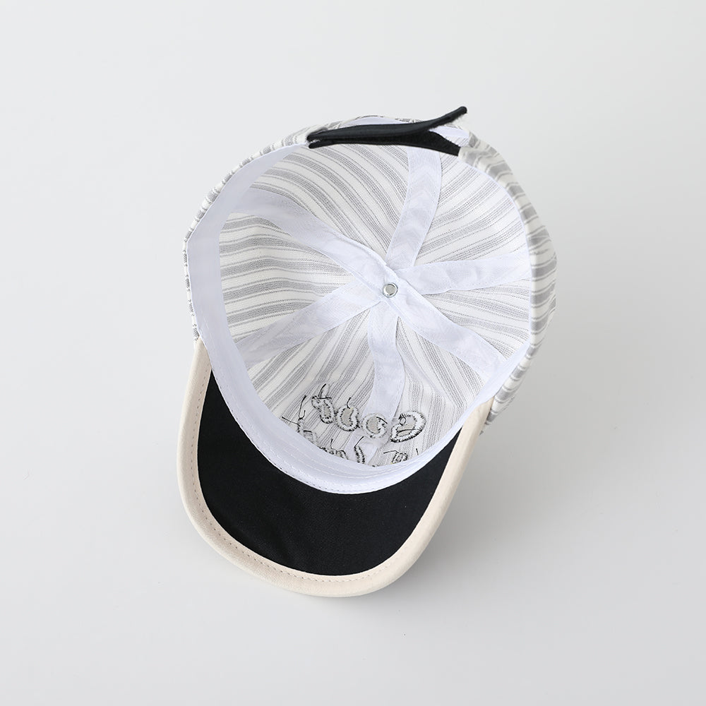 New Children's Striped Multi-color Three-dimensional Smiling Face Letter Embroidered Baseball Cap With Adjustable Design, Suitable For Outdoor Activities And Playtime.
