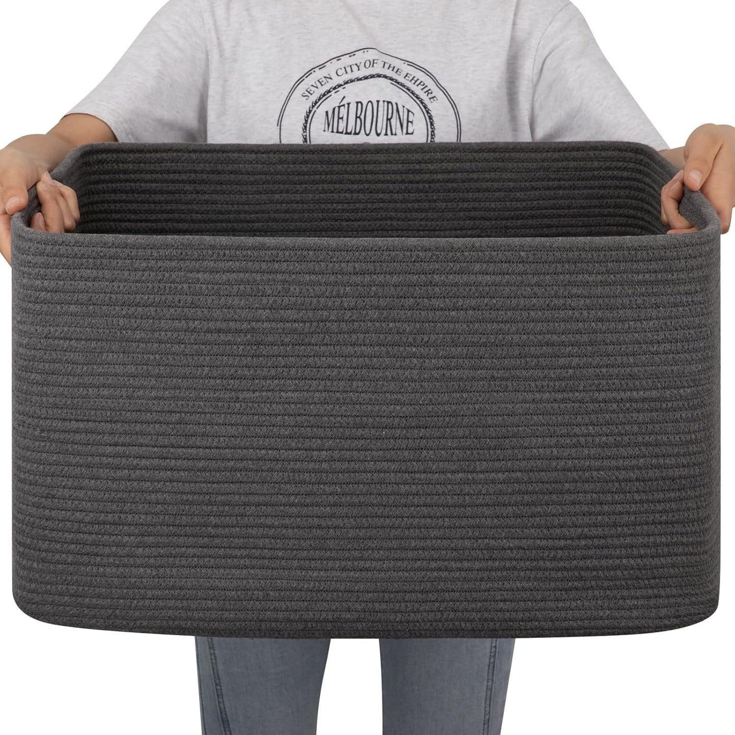 Cotton Rope Woven Home Laundry Basket Living Room Storage