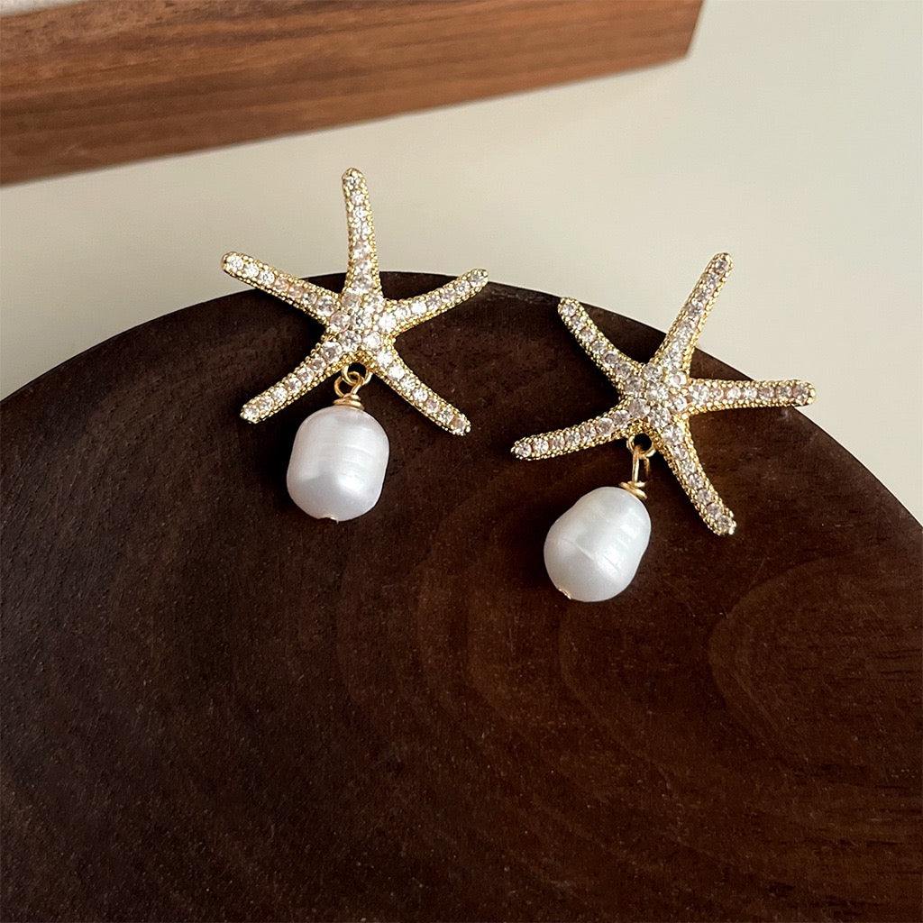 French Enamel Pearl Earrings Women Vintage Style Freshwater Pearl Studs Premium Gift