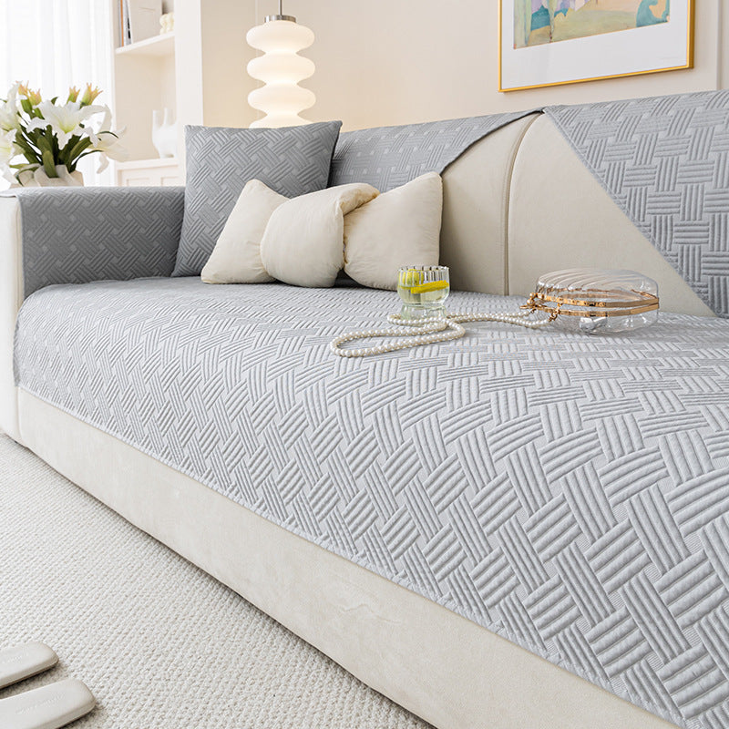 Cream-colored Viscose Sofa Mat Cooling Summer Sofa Cover