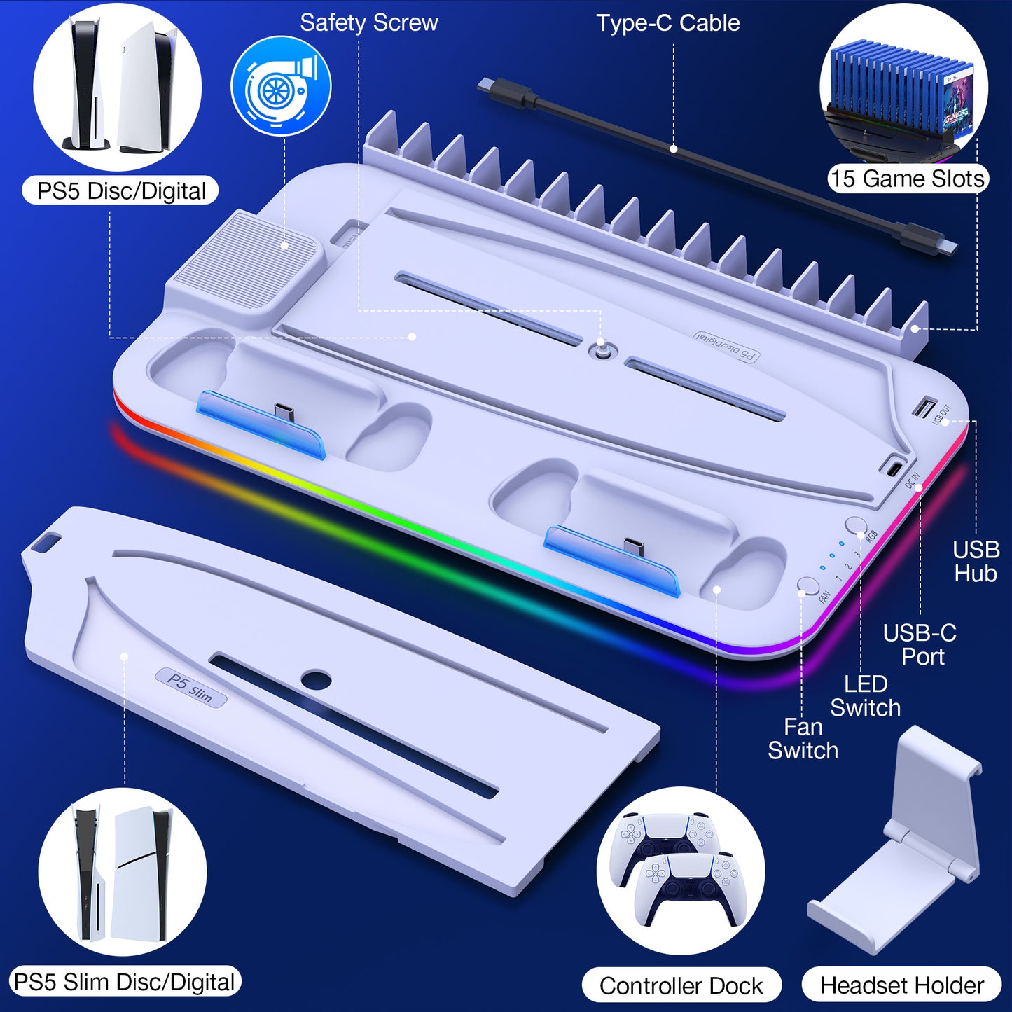 Slim Stand PS5 Controller Cooling Station