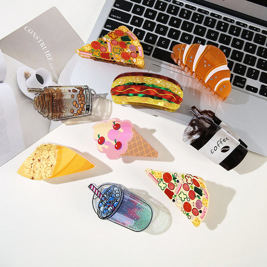 Fun Croissant Hair Clip Shaped Like A Popcorn Drink Cup
