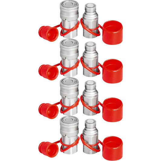 Hydraulic Coupler 1/2 Body With 1/2" NPT Thread 27.6 MPa Hydraulic Quick Connect 4 Pairs Hydraulic Coupling Quick Connect 45.5 L/min Hydraulic Quick Coupler