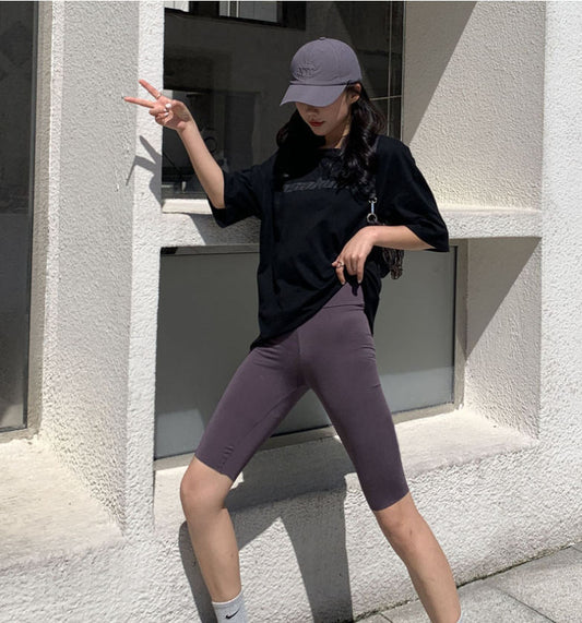 Five-point Shark Pants Women's Outer Wear Summer Thin Black High Waist Tight Base Shorts Yoga Riding Pants