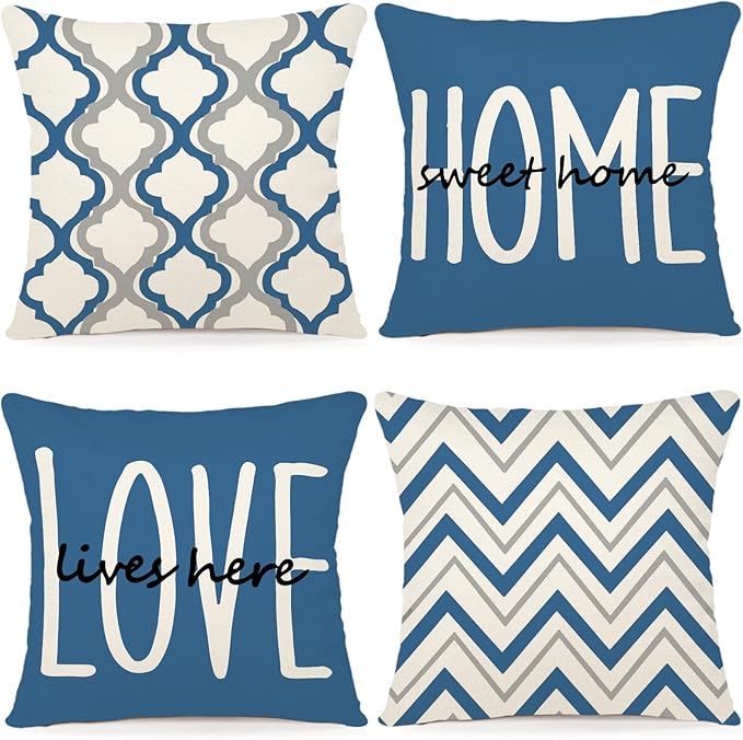 YCOLL Farmhouse Pillow Covers 18x18 Set of 4 Throw Pillow Covers Rustic Linen Decorative Pillows Square Cushion Covers for...