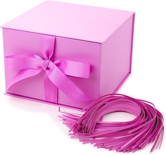 Hallmark Medium Gift Box with Lid and Shredded Paper Fill (Light Pink 7 inch Box) for Anniversaries, Bridal Showers, Bache...