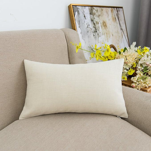 Jeanerlor Lined Linen White Throw Pillow Cover 12x20 inch Cushion Case from Home Decor for Baby/Children, (30 x 50 cm), Li...