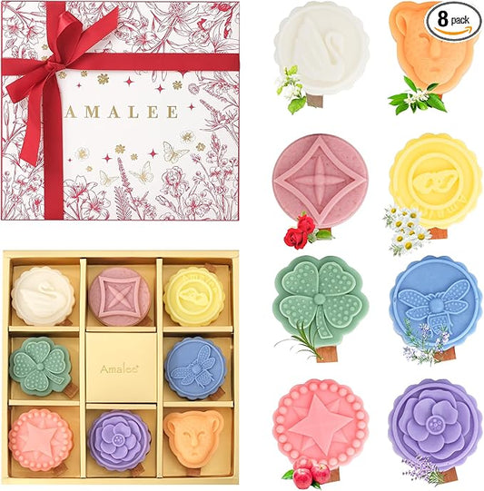 AMALEE 8-Pack Novelty Scented Candles Gift Set - Unique Shaped Artistic Aromatherapy Candles, Natural Soy Wax with Wooden ...