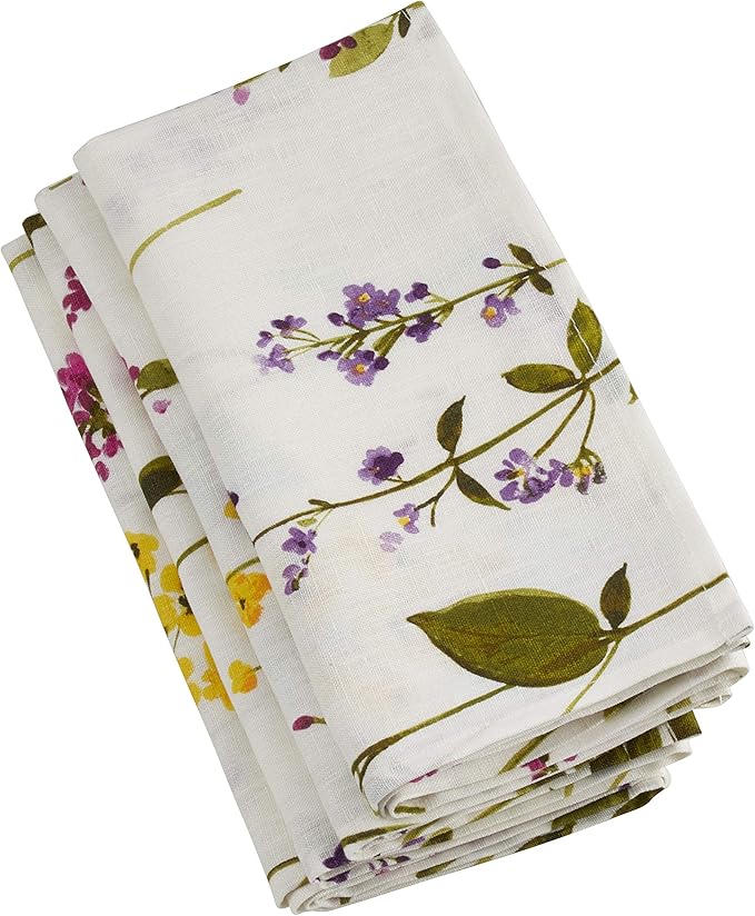 Watercolor Floral Stems Table Napkins (Set of 4)