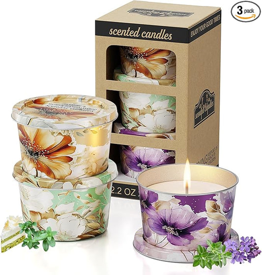 3-Pack Aromatherapy Candle Set - Travel-Size Scented Candles 2.5 oz Each | 10+ Hour Relaxing Long-Lasting Burn | Fragrant ...