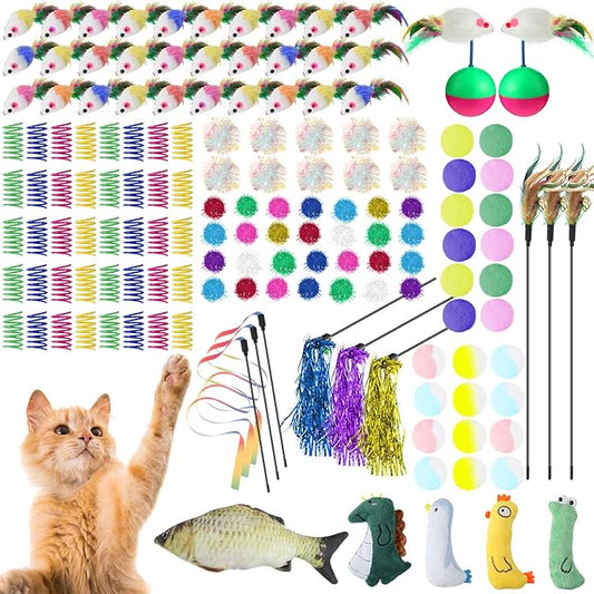 Shappy 150 Pcs Cat Toys for Indoor Cats Bulk, Kitten Toys Pack, Variety Interactive Gift Including Mice Interactive Silent...