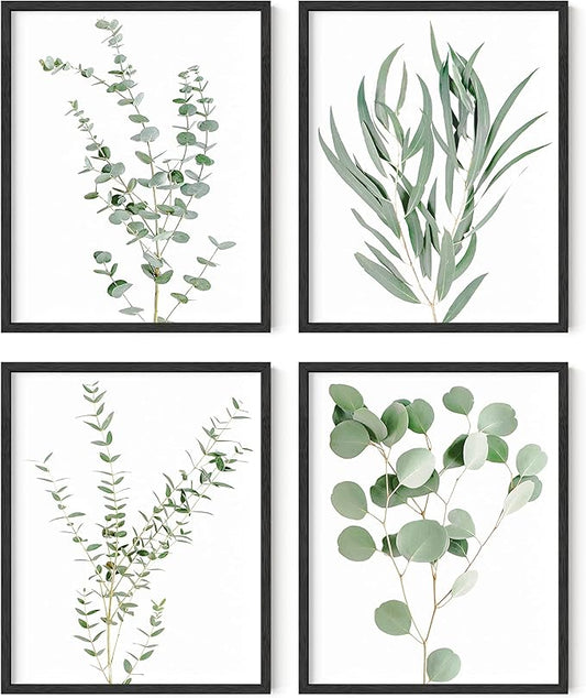 HAUS AND HUES Botanical Plant Wall Art Prints - Set of 4 Plant Decor Prints, Floral Kitchen Pictures, Flower Leaves Wall A...