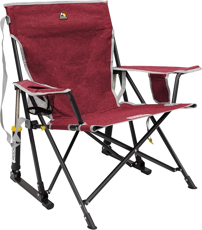 GCI Outdoor Kickback Rocker Camping Chair | Portable Folding Rocking Chair with Durable Armrests, Drink Holder & Relaxed L...
