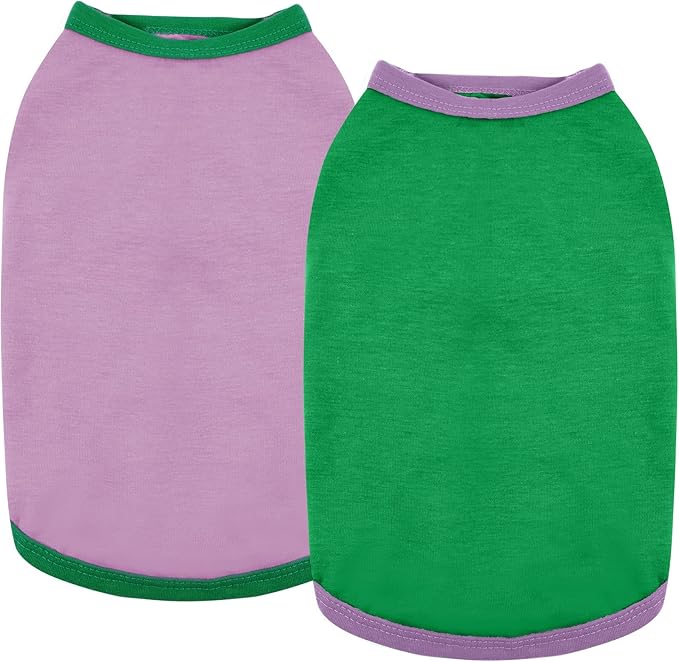 ROZKITCH Dog Shirts Clothes-2 Pack Dog Cool Sleeveless Vest, Soft Stretchy Breathable Cotton Summer Pet T Shirt Apparel fo...