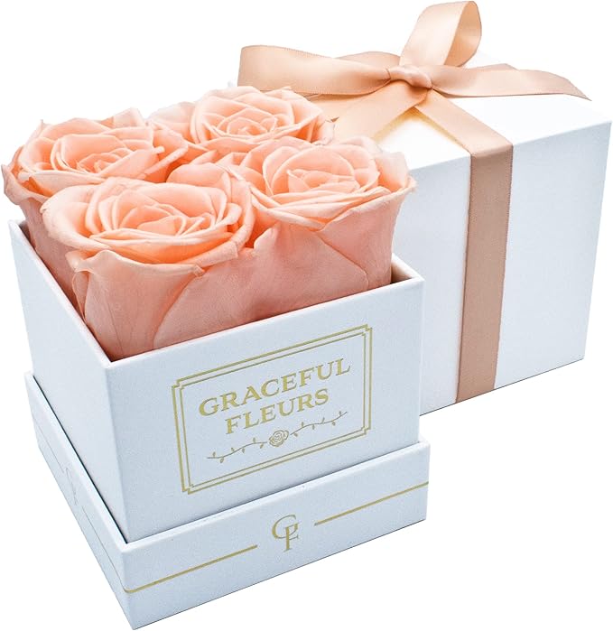 Graceful Fleurs Real Long Lasting Roses in a Box for Years, Preserved Fresh Forever Flowers for Delivery Birthday, Mothers...