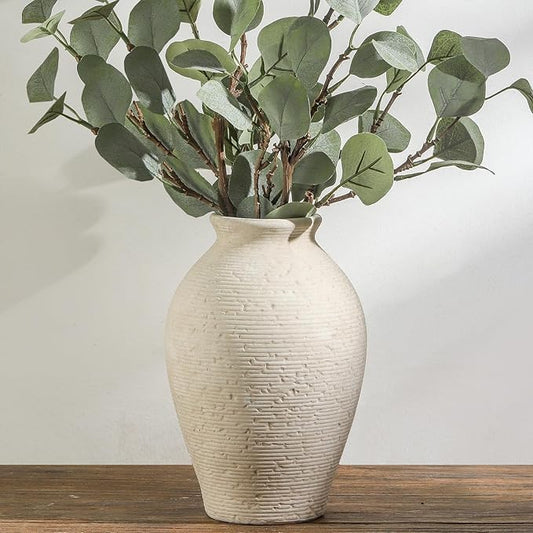 Vanselia Ceramic Flower Vase Home Decor - Large Farmhouse Table Vases Rustic Vintage Living Room Kitchen Bedroom Decoratio...