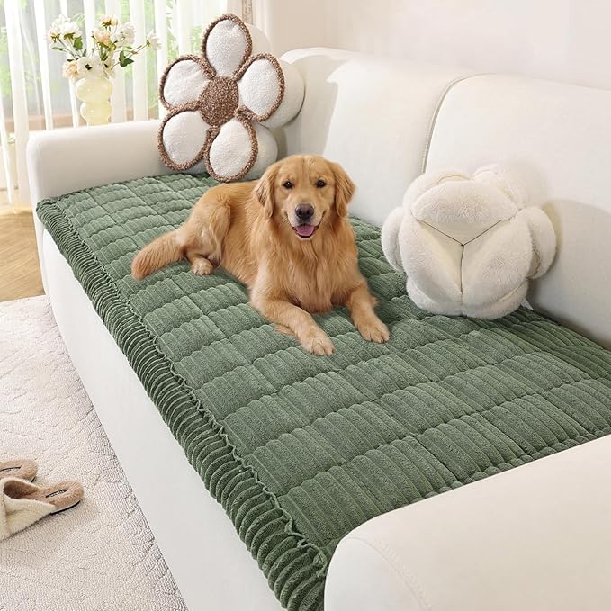 OstepDecor Washable Couch Cover for Dogs, Thick Pet Friendly Sofa Covers, Soft Couch Protector, Paw Cart Sofa Slipcovers, ...
