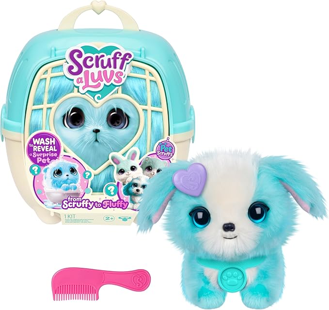 SCRUFFALUVS Blue Surprise Pet, Mystery Plush Toys, Stuffed Animals, Wash to Reveal 1 of 3 Rescue Surprise Toy Pets: Puppy,...
