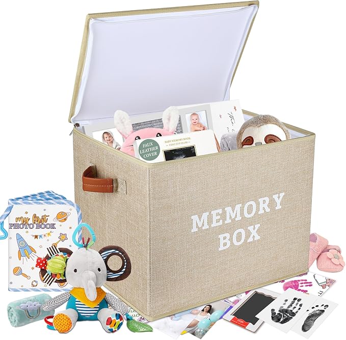 Lukeline Memory Box for Keepsake, Decorative Keepsake Bin with Handles,Memory Box Keepsakes Gift for Anniversary, Wedding,...