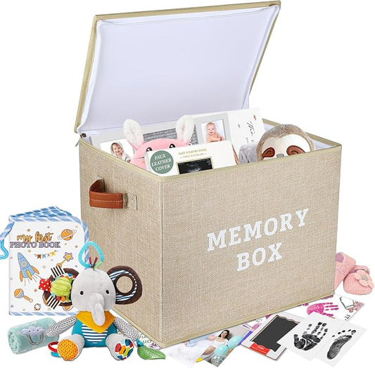 Lukeline Memory Box for Keepsake, Decorative Keepsake Bin with Handles,Memory Box Keepsakes Gift for Anniversary, Wedding,...