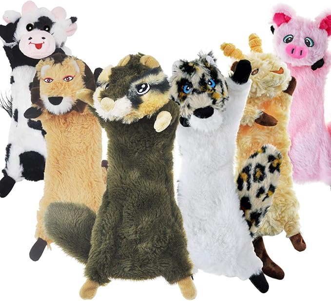 SHARLOVY Dog Squeaky Toy No Stuffing 6 Pack, Dog Toys Crinkle for Small Puppy, Durable Chew Plush Cute Animals Natural for...