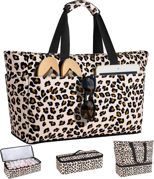 ISEYOU Beach Bag with Cooler, 49L Large Waterproof Sandproof Tote with Zipper, Foldable Travel Bag for Beach, Pool, Picnic