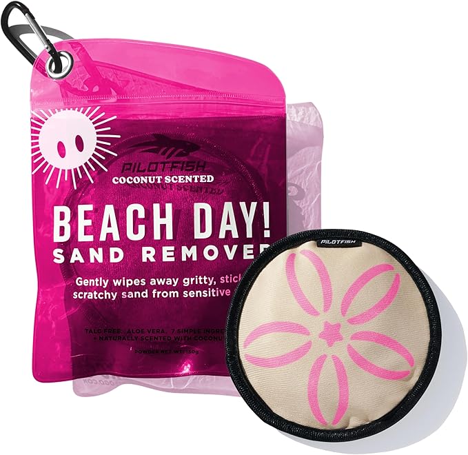 Pilotfish Beach Essentials Sand Remover Bag, Gentle Skin-Friendly Formula with 7 Natural Ingredients + Coconut Oil, Talc-F...