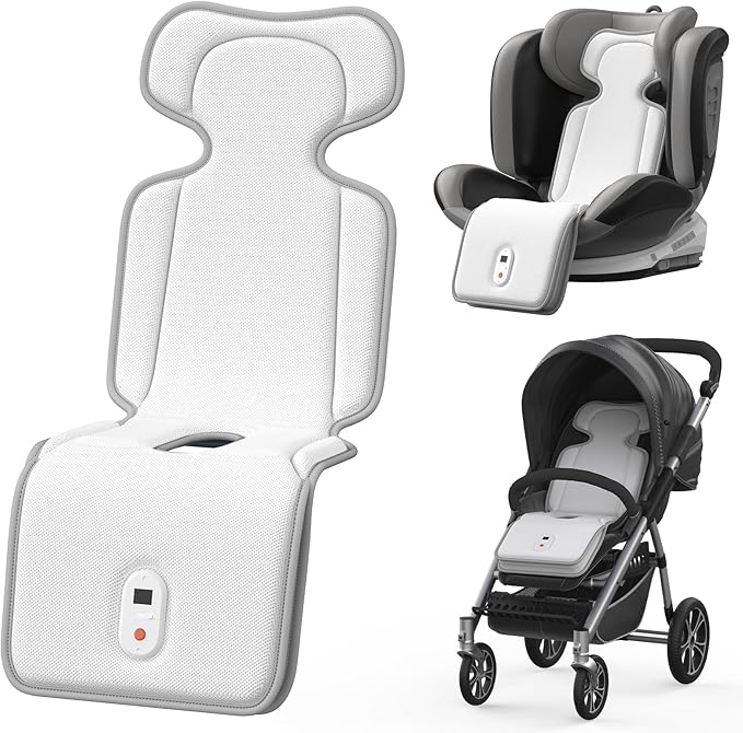 AMACOOL Baby Stroller Cooling Pad, 3D Breathable Carseat Cooling Pad with 2 Built-in Blower, Max 10H Ventilation 3 Speeds ...