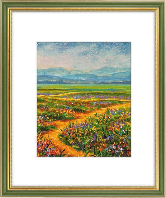 Golden State Art,16x20 Ornate Picture Frame with White Mat for 11x14 Photo or Display 16 x 20 Print without Mat Color Gree...