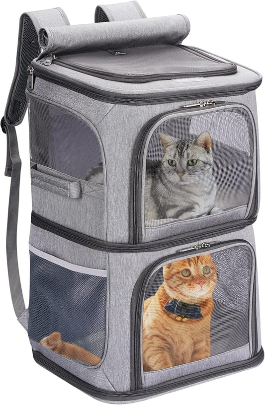 VOISTINO 2-in-1 Double Pet Carrier Backpack for Small Cats and Dogs, Portable Pet Travel Carrier, Super Ventilated Design,...