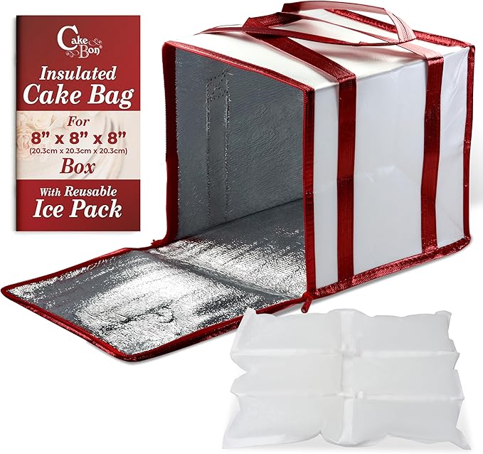 Cakebon 8-Inch Cake Insulated Cooler Bag with Ice Pack Sheets – Premium Carrier Bag for Cakes, Pastries & Cupcakes – Durab...