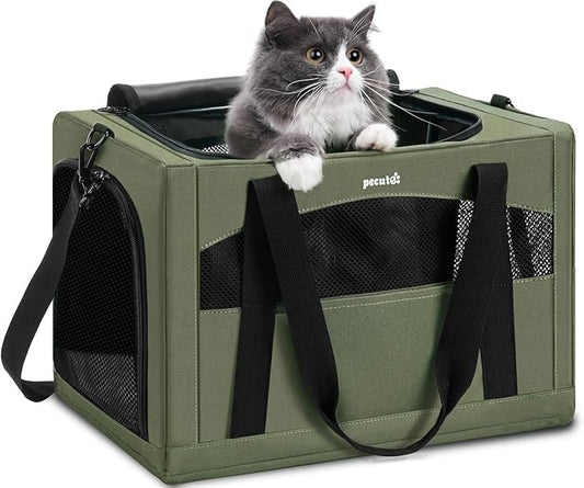 Pecute Cat Carrier Stable, Pet Carrier with Hidden Anxiety Relief Partition & Stable Steel Frame, Safe Cat Carrier for Car...