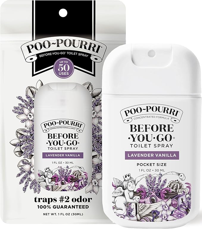 Poo-Pourri Before-You-Go Pocket Toilet Spray, Travel Essentials, Lavender Vanilla, 1 Fl Oz, Up to 50 Uses, On-The-Go Bathr...