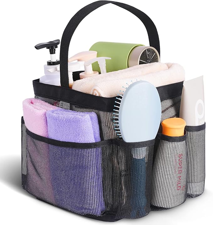 EUDELE Mesh Shower Caddy Portable for College Dorm Room Essentials, Shower Caddy Dorm with 8-Pocket Large Capacity for Bea...