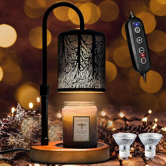 Candles Warmer with Timer and Dimmer, Adjustable Height Candle Melter, Electric Wax Warmer Vintage Home Decor for Jar Cand...