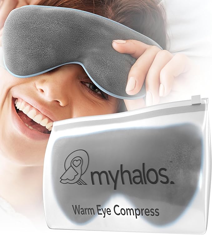 MyHalos® Heated Eye Mask for Dry Eyes - Steam Warm Compress for Eyes - Remove Styes, Chalazion Therapy Warming and Heating...