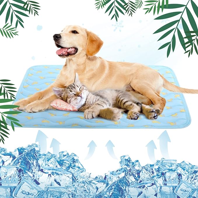 LETSQK Dog Cooling Mat, Summer Cooling Mat for Dogs, Self Cooling Pad for Small Medium Large Dogs Cats, Non-Toxic Breathab...