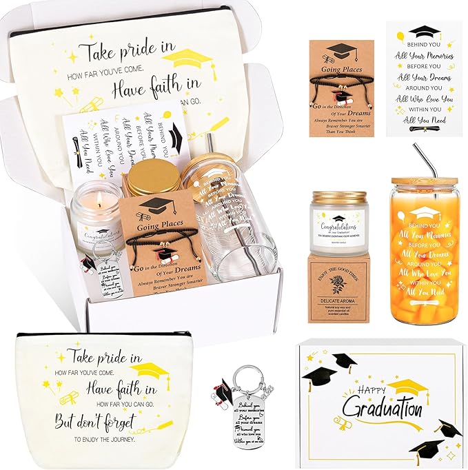 JOYOFUN 2026 Graduation Gift Box Set, College High School Grad Present Basket for Women, Daughter, Sister, 16oz Glass Cup ...