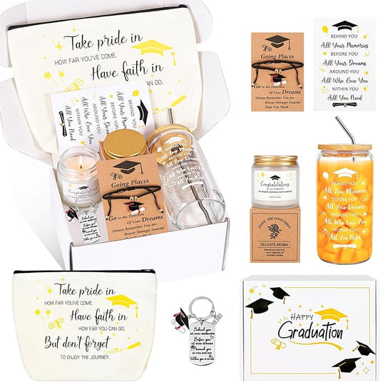 JOYOFUN 2026 Graduation Gift Box Set, College High School Grad Present Basket for Women, Daughter, Sister, 16oz Glass Cup ...