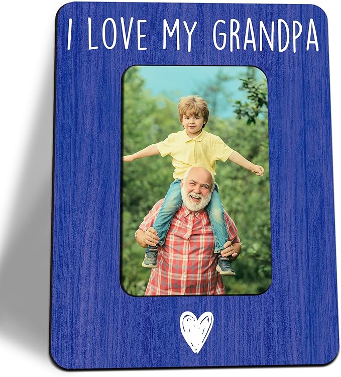 Grandpa Picture Frame For 4 X 6 Photo, Father's Day Birthday Gifts For Grandpa From Grandchild, Wooden Picture Frame, Gran...