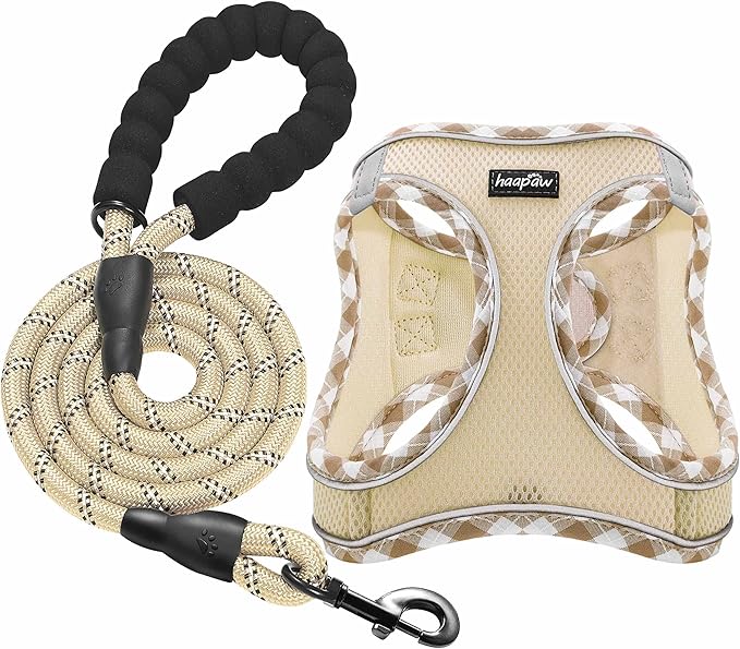 haapaw Dog Harness with Leash Set, No Pull Adjustable Reflective Step-in Puppy Harness with Thickened Padded Vest for Extr...