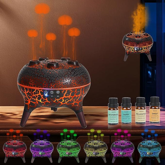 BOHOFAM Jellyfish Essential Oil Diffuser 250ML,Aroma Diffuser Hears Sound to Spray Dancing Jellyfish Mist,7 Colorful Light...