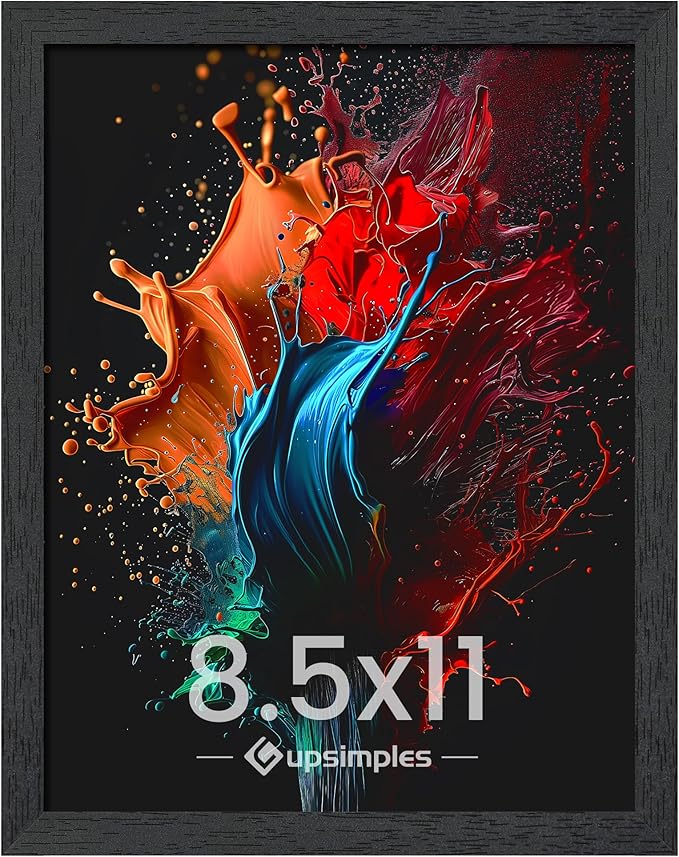 upsimples 8.5 By 11 Picture Frame, Wall Gallery Photo Frames with Engineered Wood, Black 1 Pack