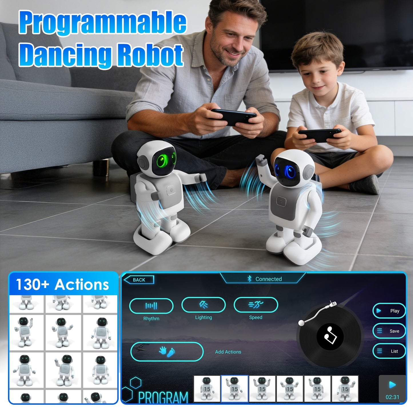 AI Dancing Robot Toy Smart Interactive Learning & Entertainment Robot For Kids With Bluetooth Music Programmable Moves Voice Assistant