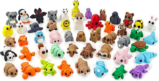 50 pcs Animal Figurines, 3D Printed Animal Figurines Set, Articulated, Party Favors, Pocket Fidget Toys Bulk, Goodie Bag S...