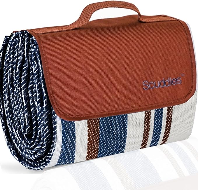 scuddles Extra Large Picnic Blanket – 60" x 60" Waterproof Outdoor Mat with Soft Dual-Layer Comfort, Foldable Travel Rug f...