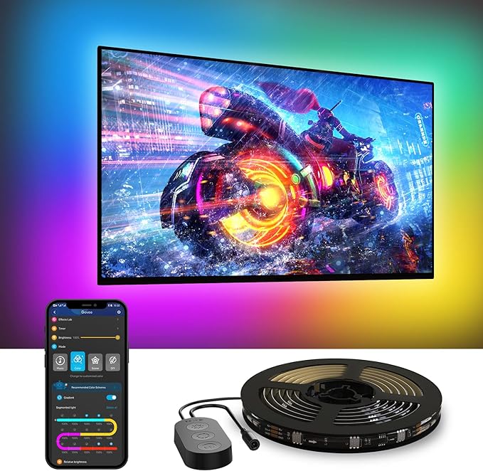 Govee TV LED Backlight, RGBIC Smart LED Strip Lights for 55-65 Inch TVs, Bluetooth and Wi-Fi APP Control, Works with Alexa...